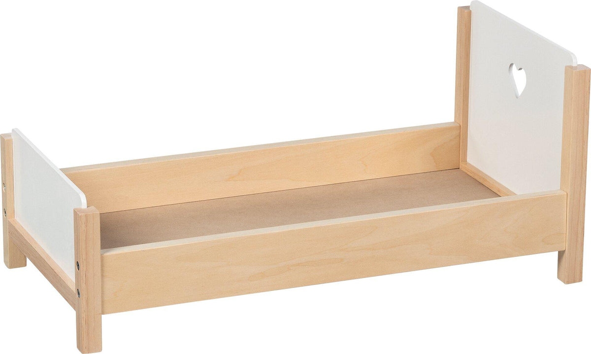 Puppenbett Herzträume mit Herzausschnitt aus Holz