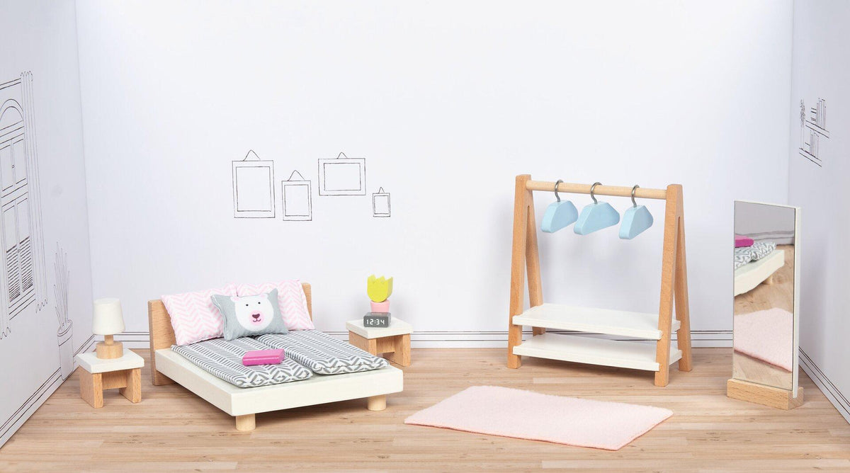 Puppenmöbel Style Schlafzimmer mit Kleiderständer – Ansicht