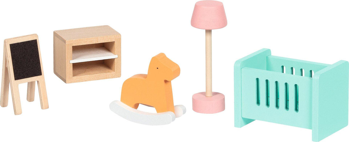 Puppenmöbelserie Copenhagen Kinderzimmer mit Schaukelpferd