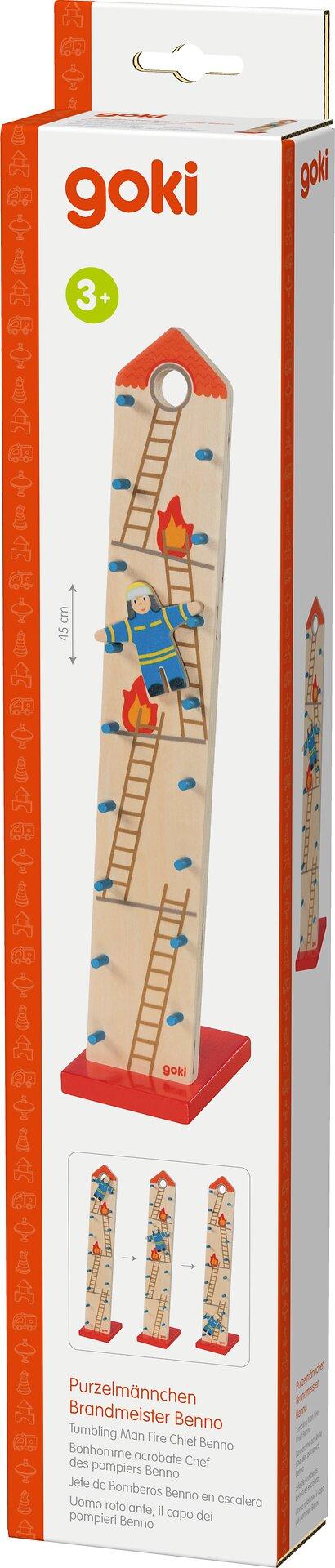 Purzelmännchen Brandmeister Benno am Holzturm mit Leitern – Verpackung