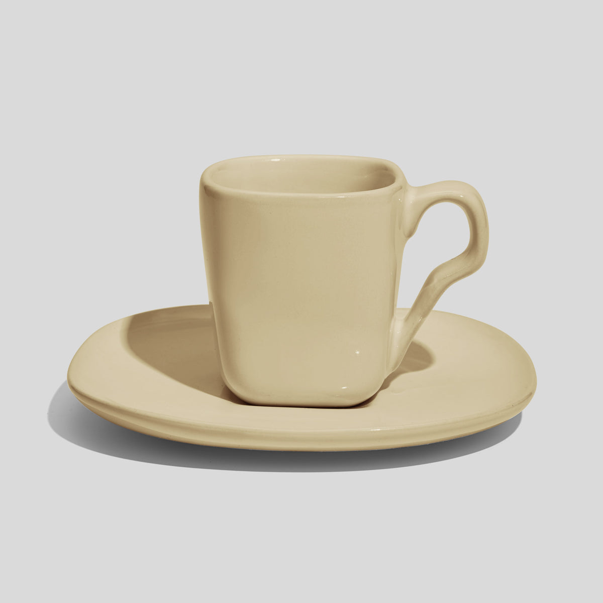 Quadratische Espressotasse mit Untertasse 80 ml – Beige