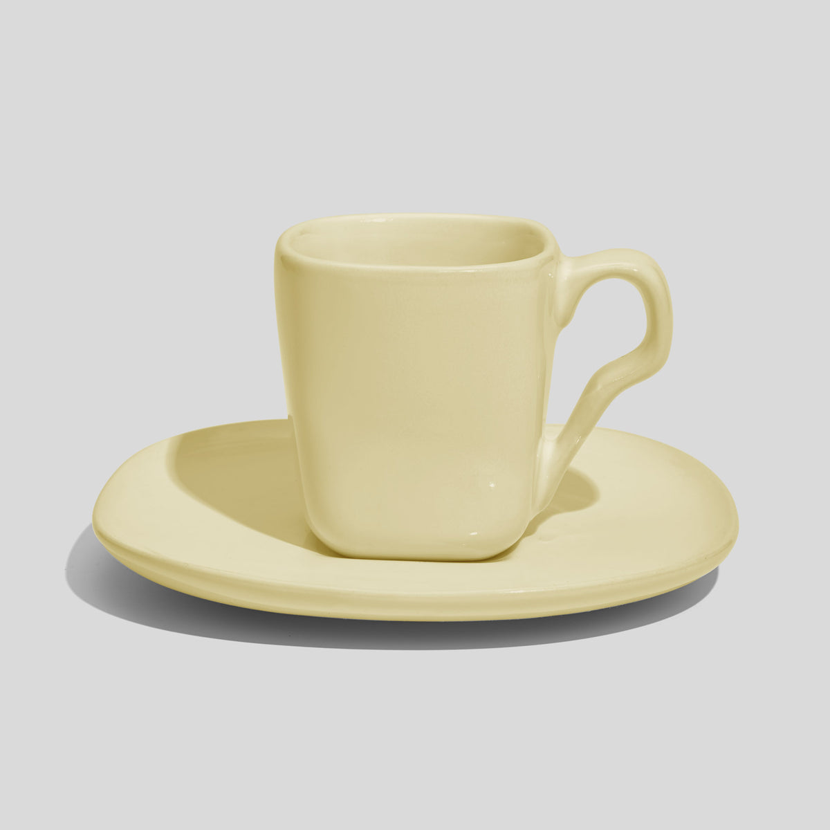 Quadratische Espressotasse mit Untertasse 80 ml – Ecru