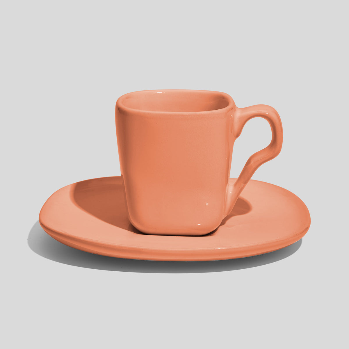 Quadratische Espressotasse mit Untertasse 80 ml – Lachs
