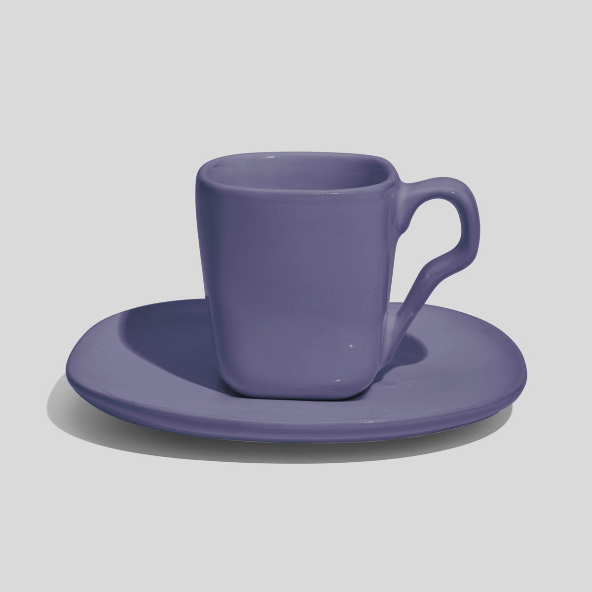 Quadratische Espressotasse mit Untertasse 80 ml – Lavendel
