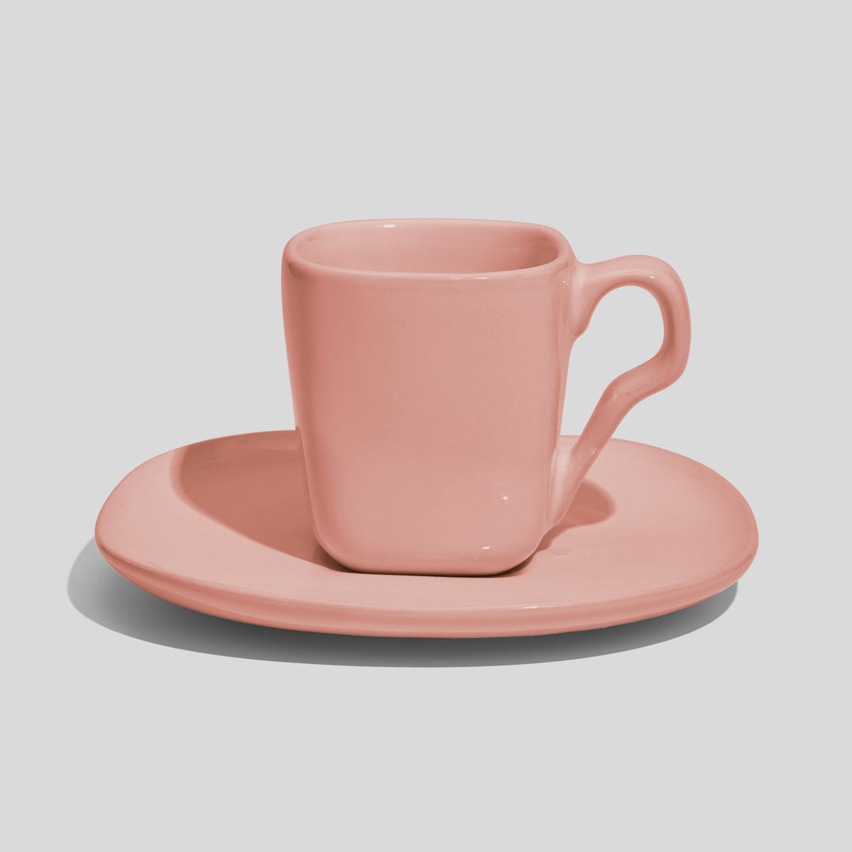 Quadratische Espressotasse mit Untertasse 80 ml – Rosa