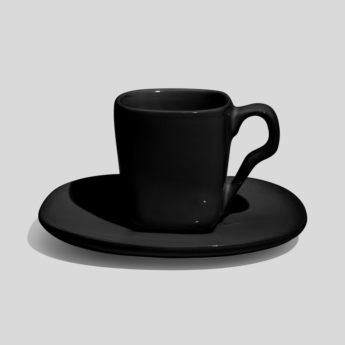 Quadratische Espressotasse mit Untertasse 80 ml – Schwarz