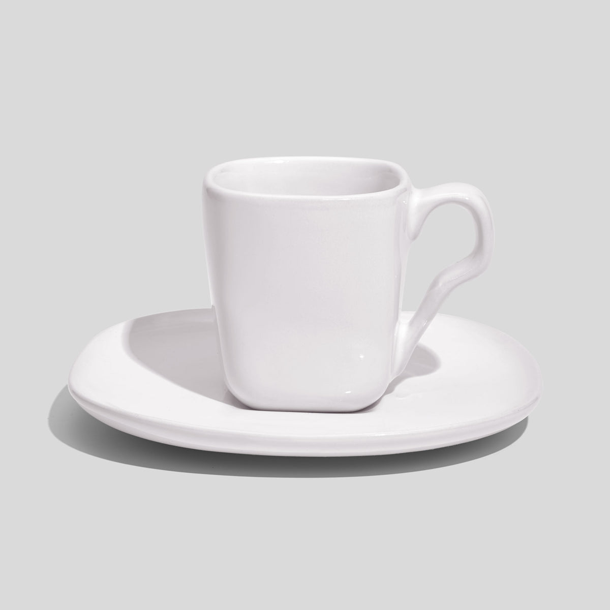 Quadratische Espressotasse mit Untertasse 80 ml – Weiß