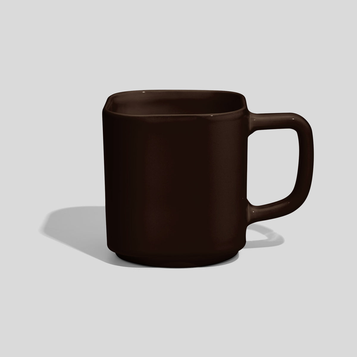 Quadratische Keramiktasse 290 ml mit eckigem Henkel – Dunkelbraun