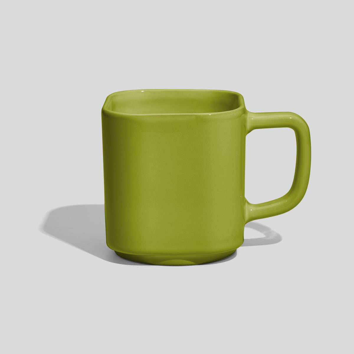 Quadratische Keramiktasse 290 ml mit eckigem Henkel – Limettengrün