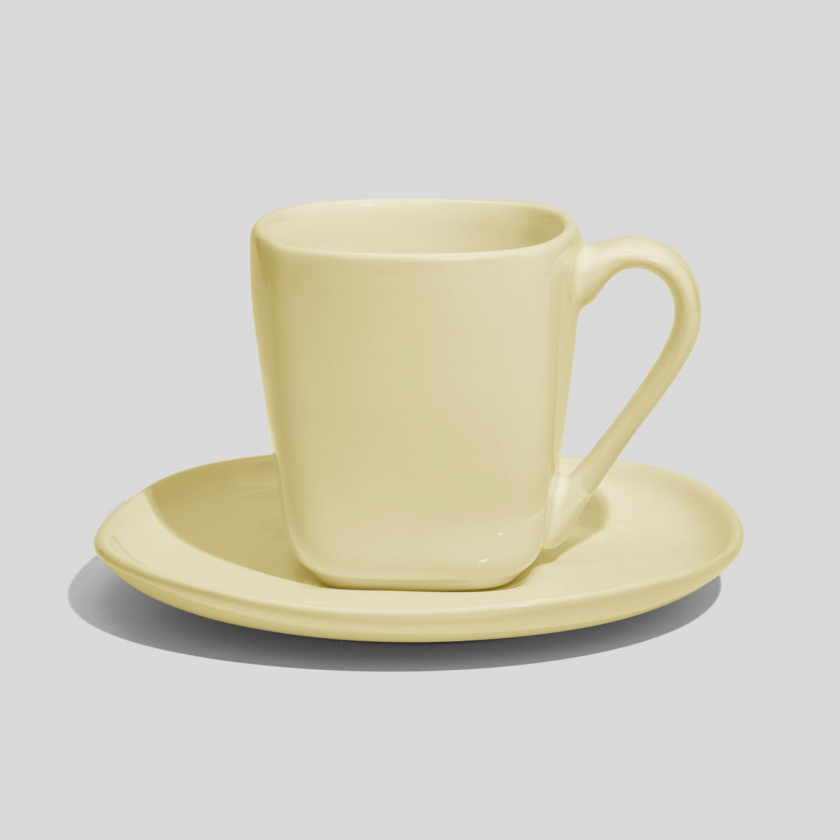 Quadratische Tasse mit Untertasse 180 ml – Ecru