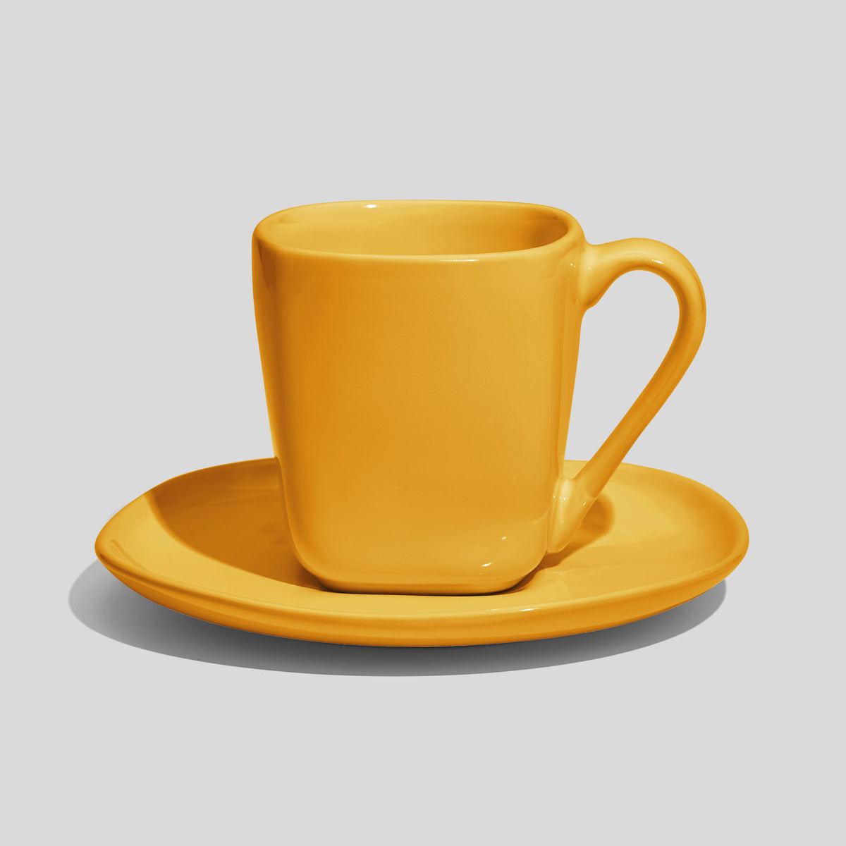 Quadratische Tasse mit Untertasse 180 ml – Gelb