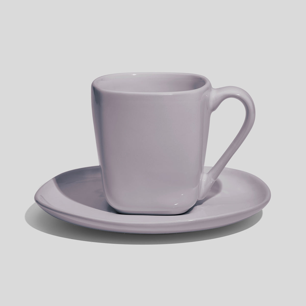 Quadratische Tasse mit Untertasse 180 ml – Hellgrau