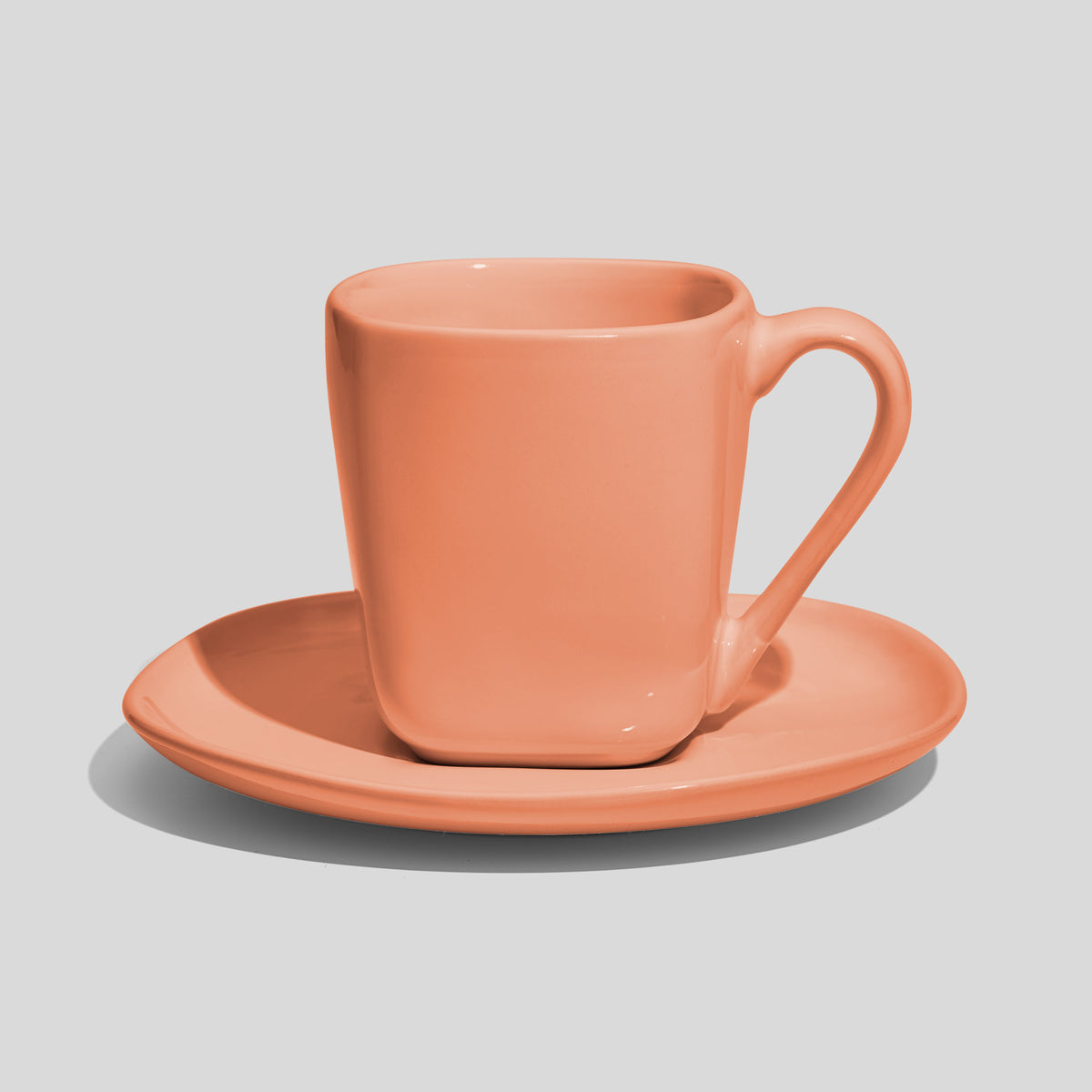 Quadratische Tasse mit Untertasse 180 ml – Lachs