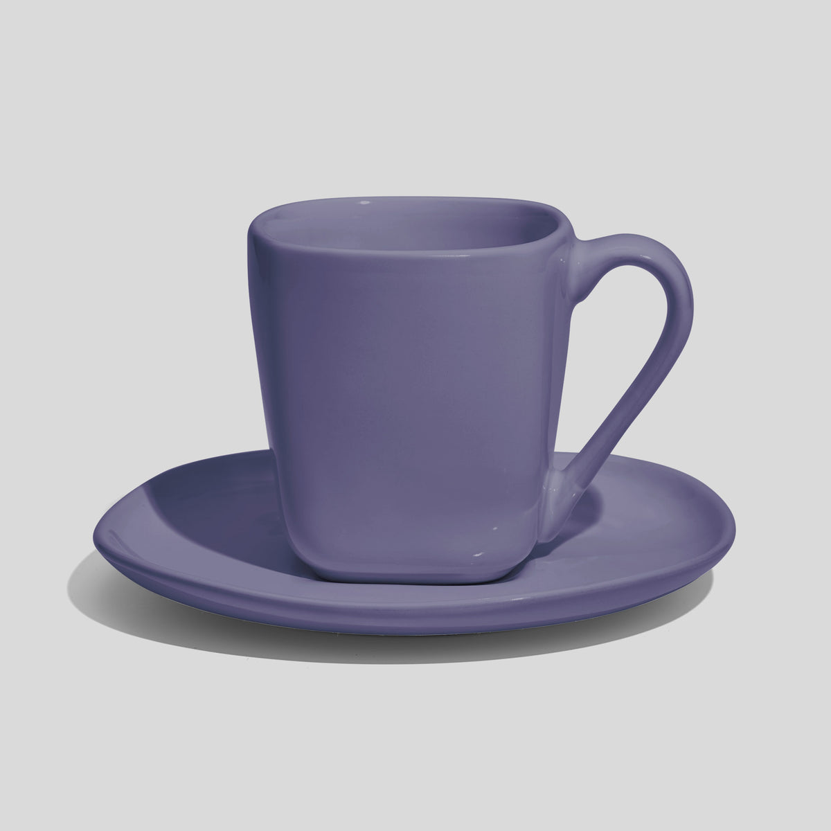 Quadratische Tasse mit Untertasse 180 ml – Lavendel