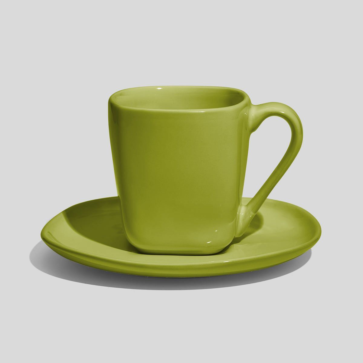 Quadratische Tasse mit Untertasse 180 ml – Limettengrün