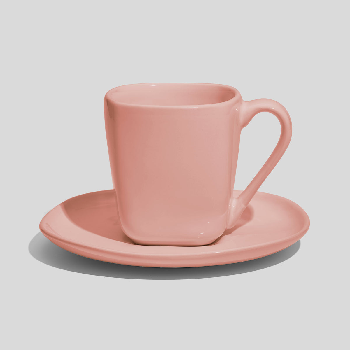 Quadratische Tasse mit Untertasse 180 ml – Rosa