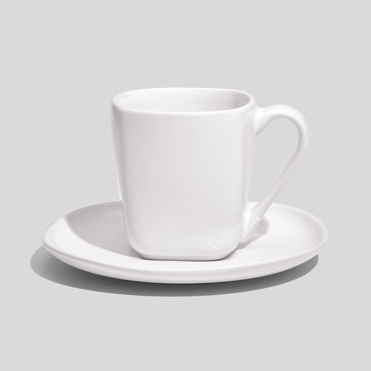 Quadratische Tasse mit Untertasse 180 ml – Weiß