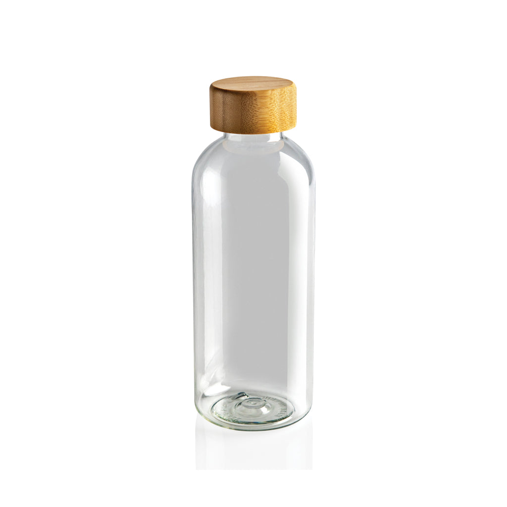 RCS rPET Flasche mit Bambus-Deckel – transparent