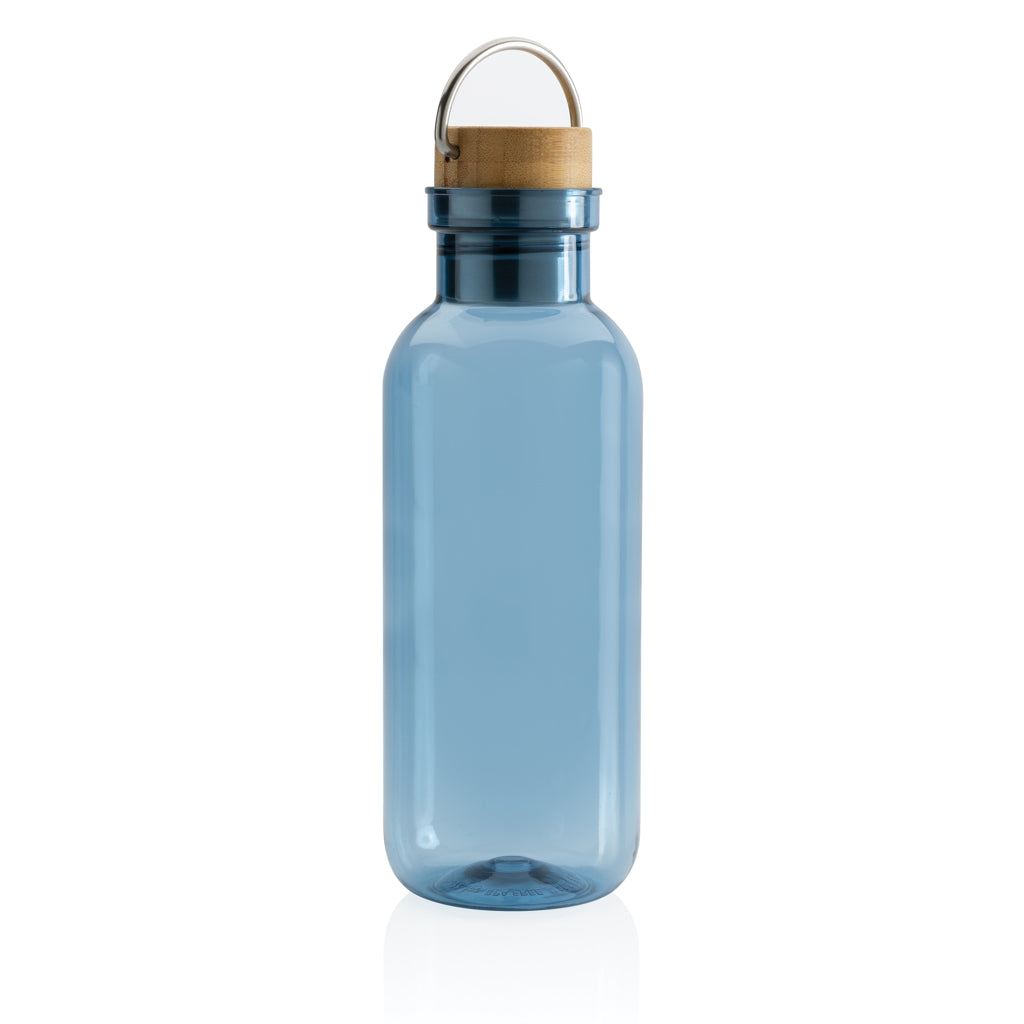 RCS rPET Flasche with Bambusdeckel und Griff – blau