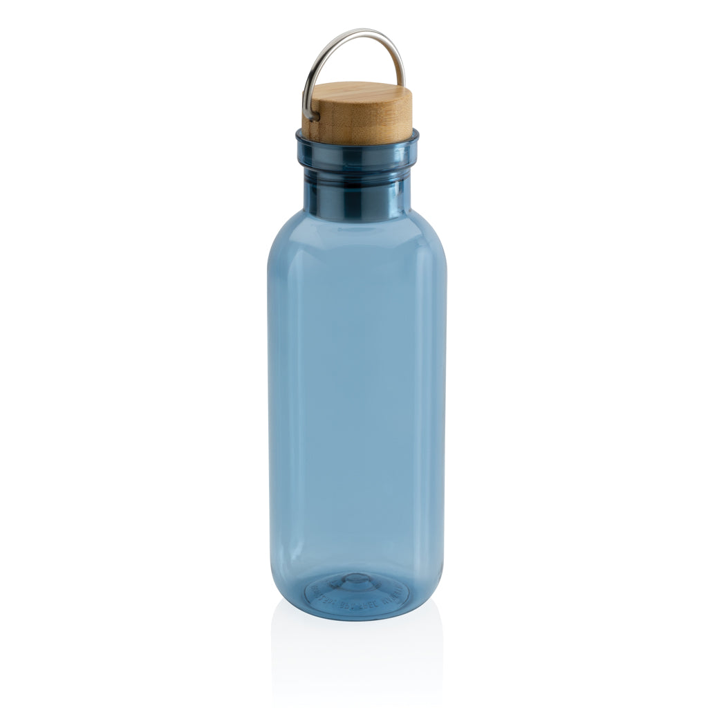 RCS rPET Flasche with Bambusdeckel und Griff – blau