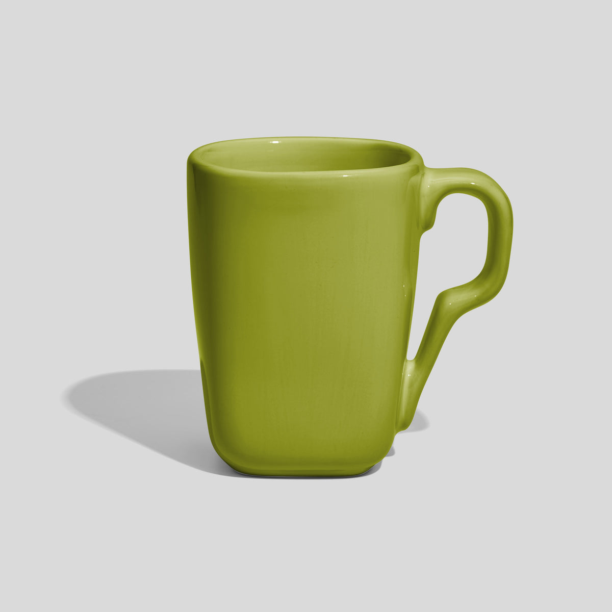 Rechteckig gerundete Keramiktasse 240 ml mit Knickhenkel – Limettengrün