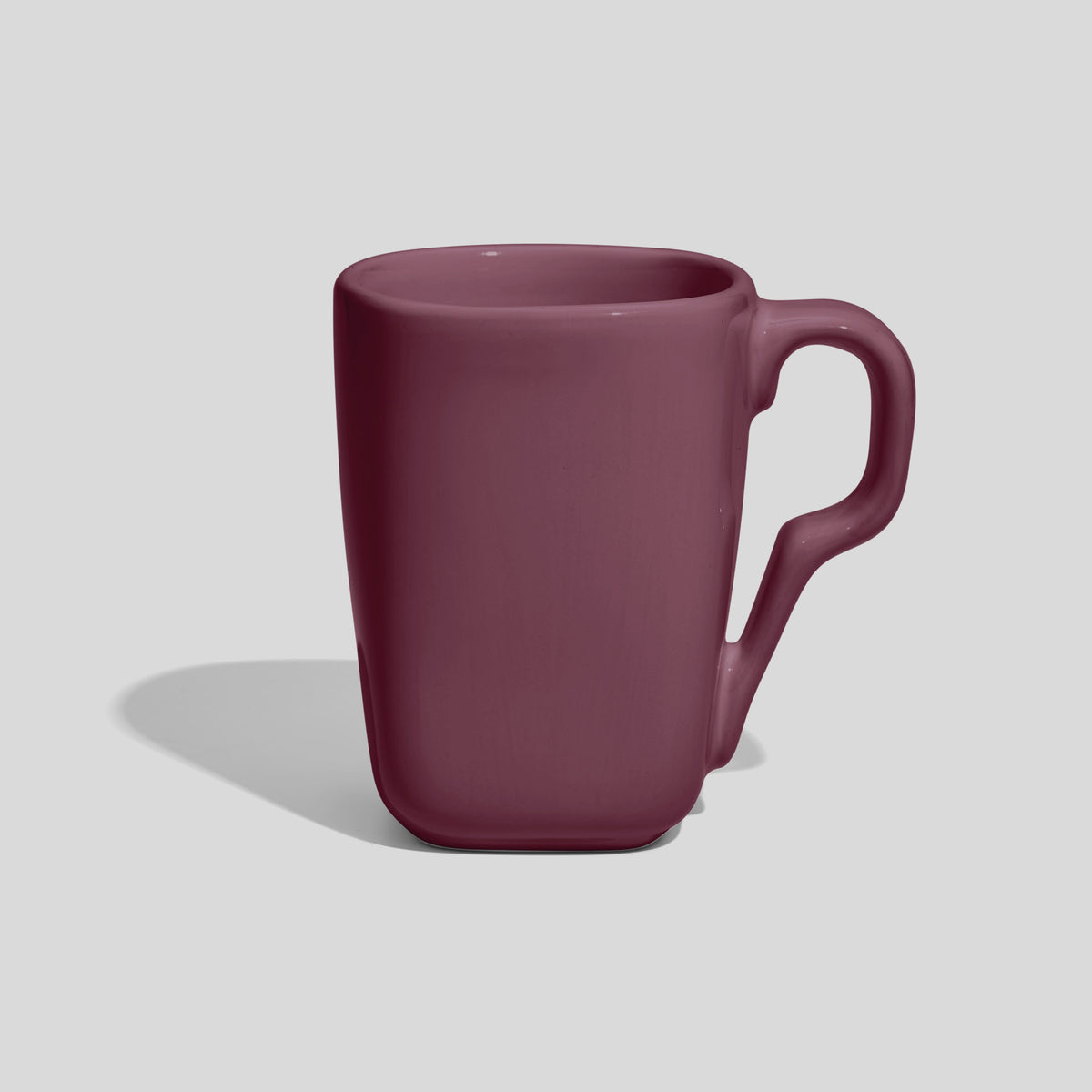 Rechteckig gerundete Keramiktasse 240 ml mit Knickhenkel – Mauve
