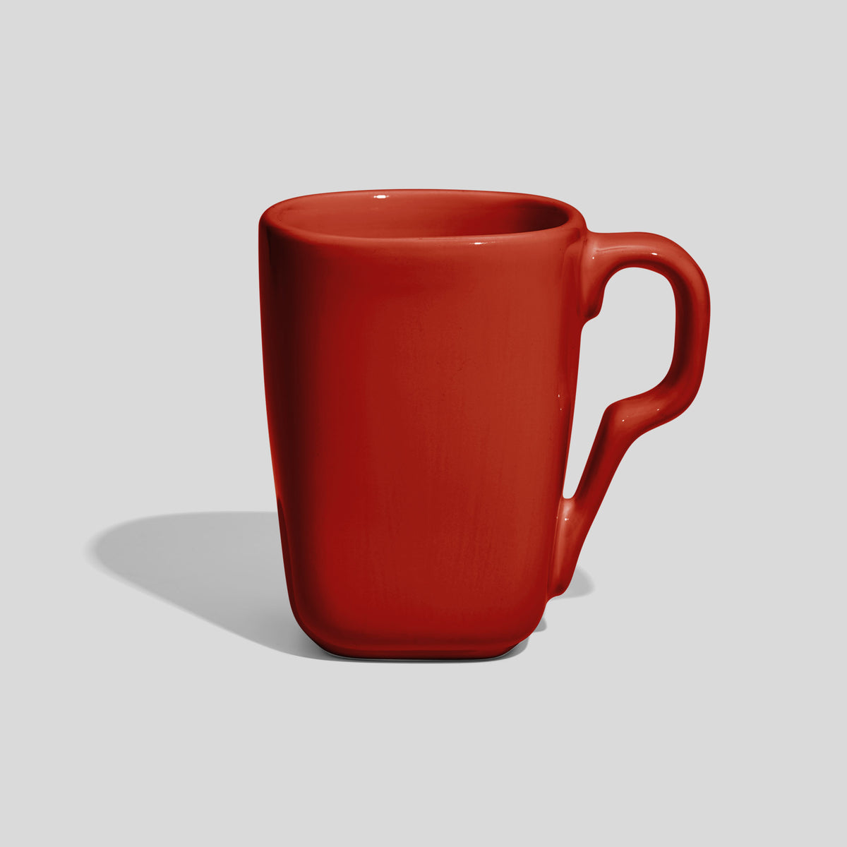 Rechteckig gerundete Keramiktasse 240 ml mit Knickhenkel – Rot