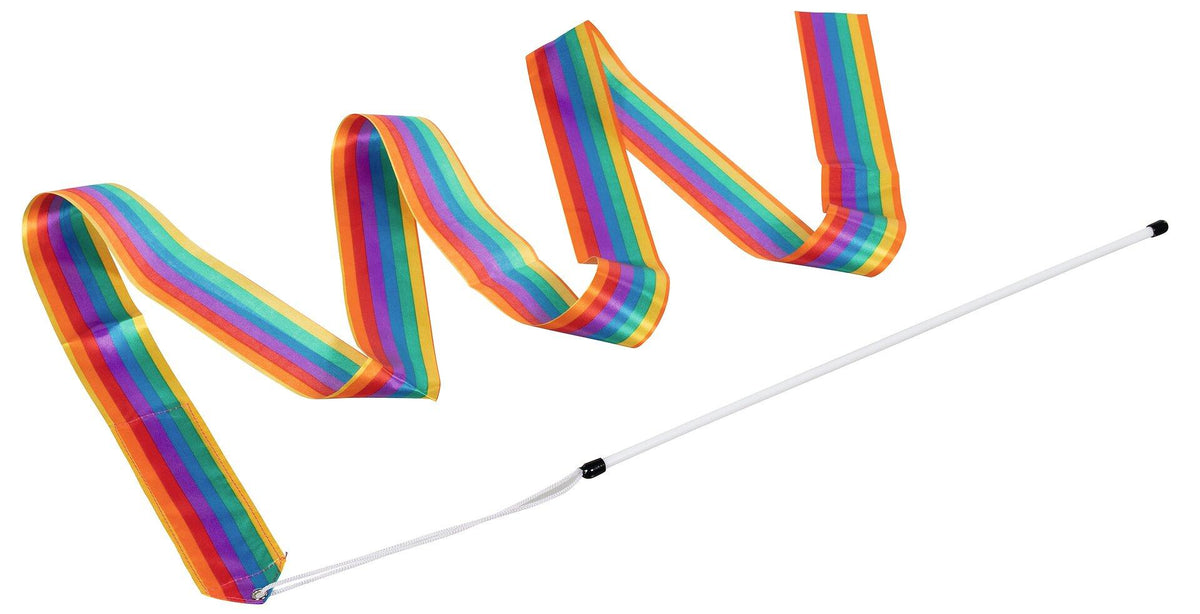 Regenbogen Gymnastikband mit Stab und Schlaufe