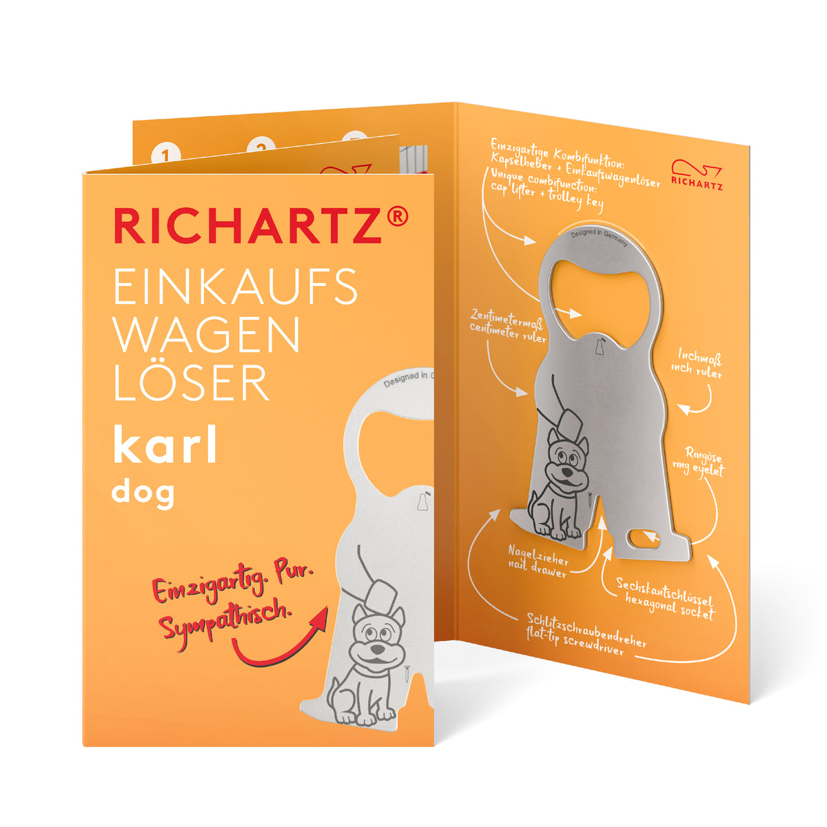 RICHARTZ Einkaufswagenlöser karl dog für Hundefreunde – Verpackung