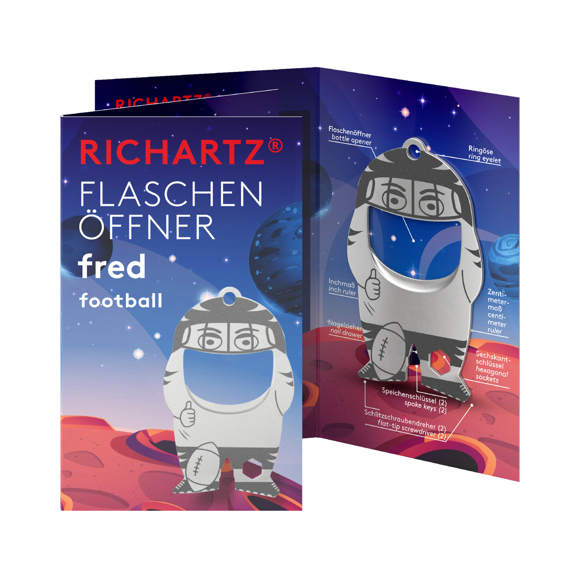RICHARTZ Flaschenöffner fred football für American Football – Verpackung
