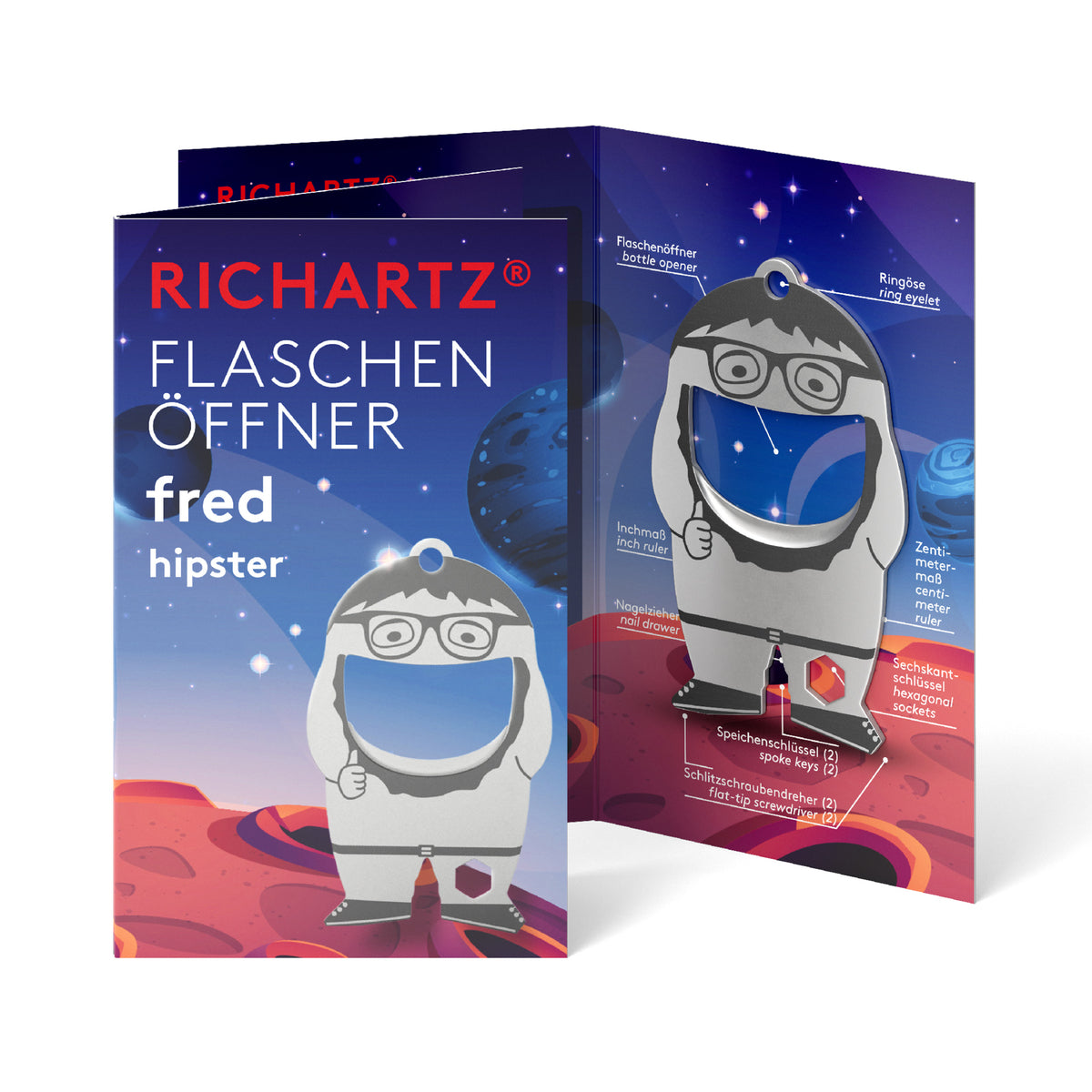 RICHARTZ Flaschenöffner fred hipster für Kreativagenturen – Verpackung