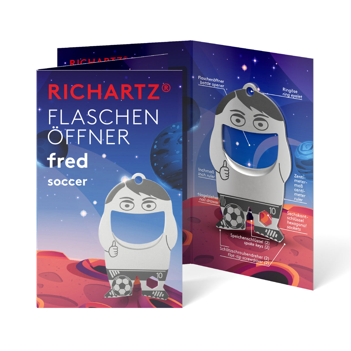RICHARTZ Flaschenöffner fred soccer für Fußball und Verein – Verpackung