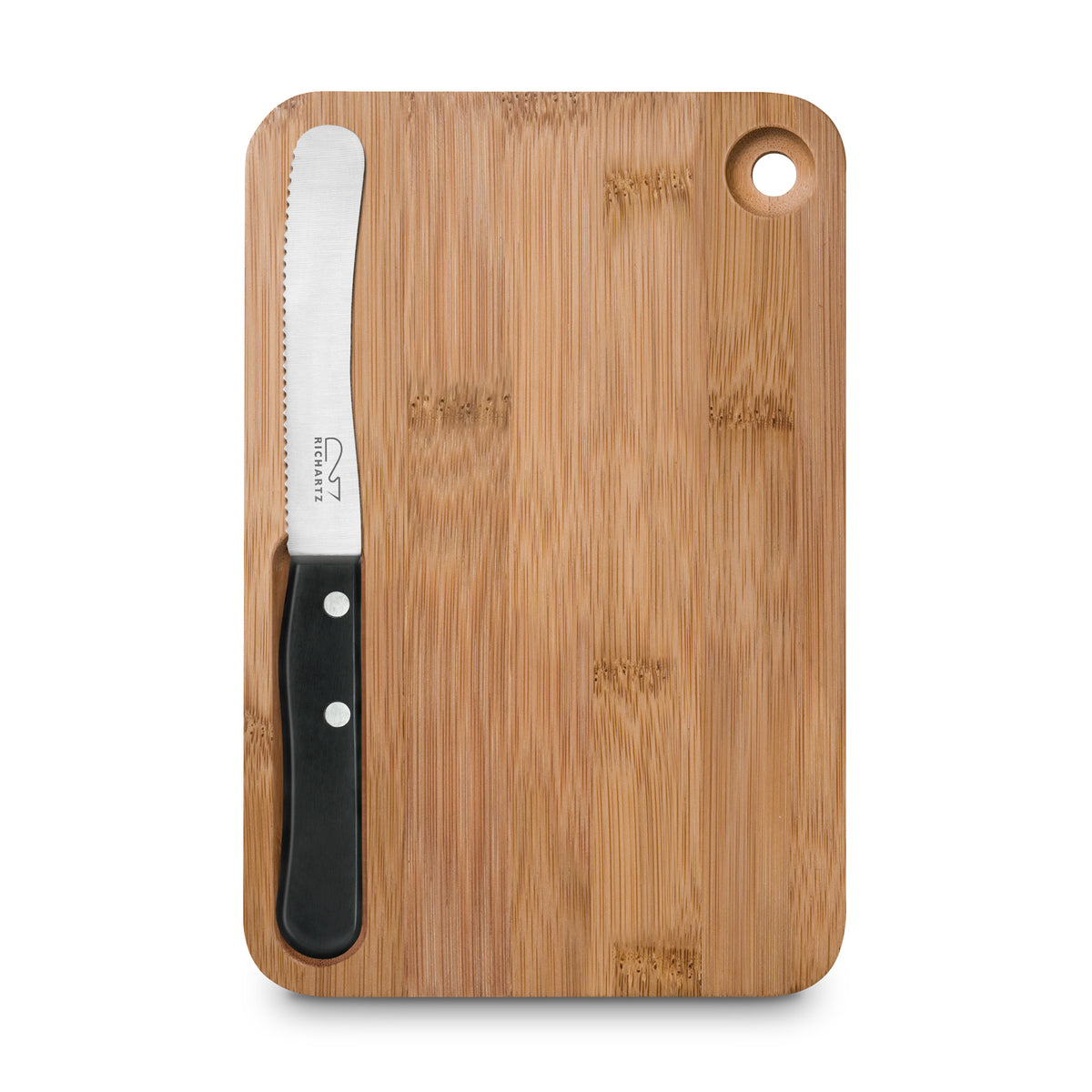 RICHARTZ FRÜHSTÜCK cut and eat black Messer mit Brett – Rückseite