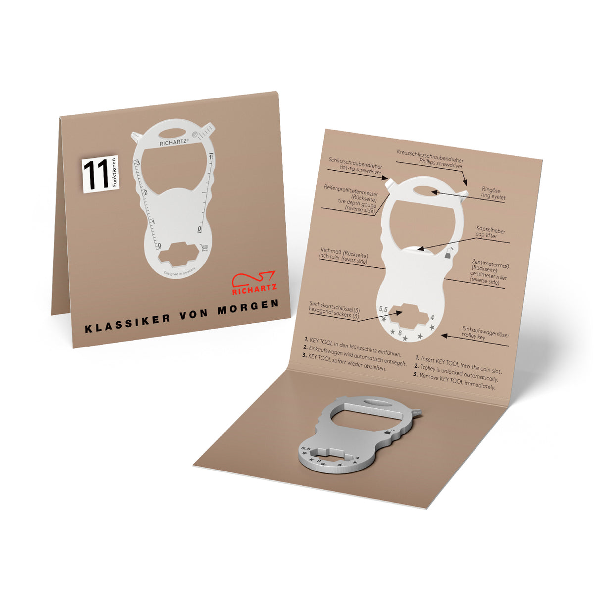 RICHARTZ KEY TOOL compact shop Einkaufswagenlöser Anhänger – Verpackung