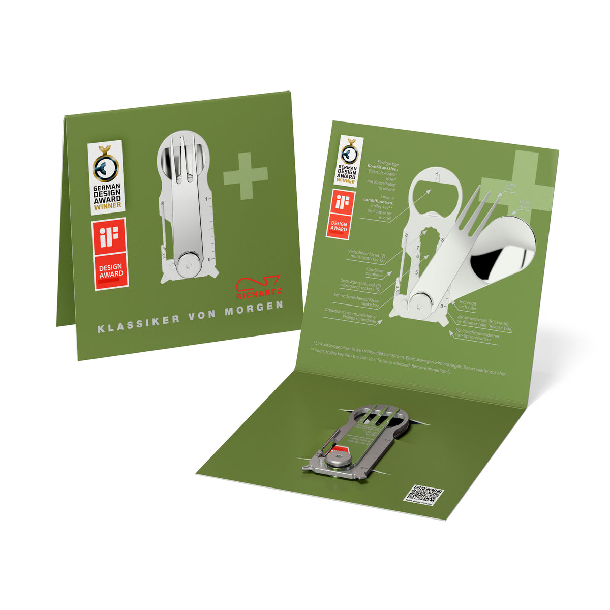 RICHARTZ KEY TOOL PLUS snack se Schlüsselanhänger mit Besteck – Verpackung