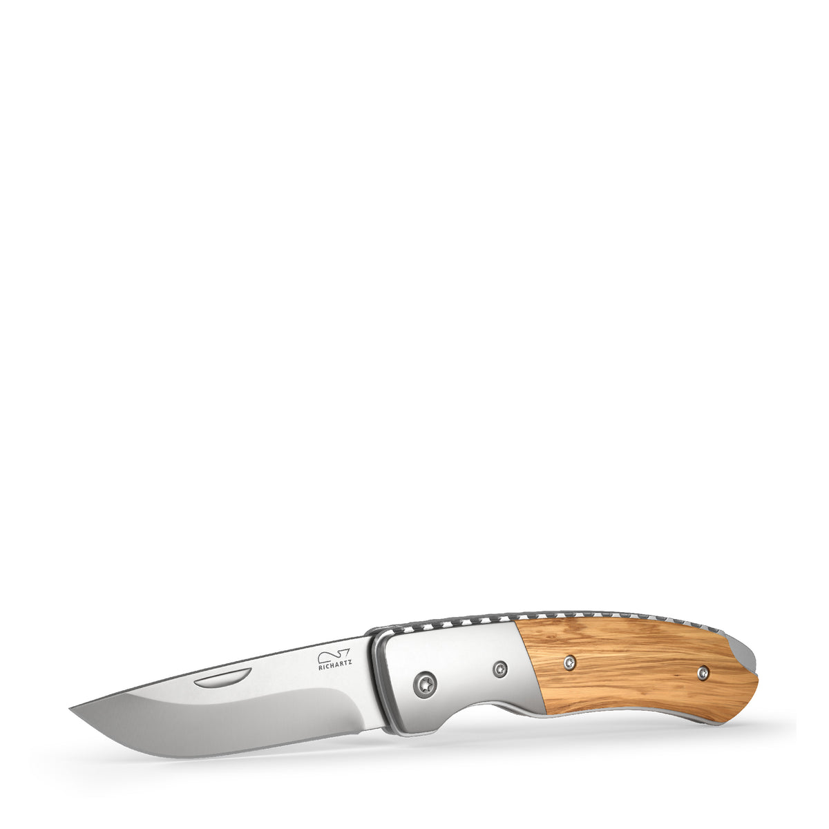 RICHARTZ LEO 200 olive Taschenmesser mit Olivenholz Griff – Ansicht schräg