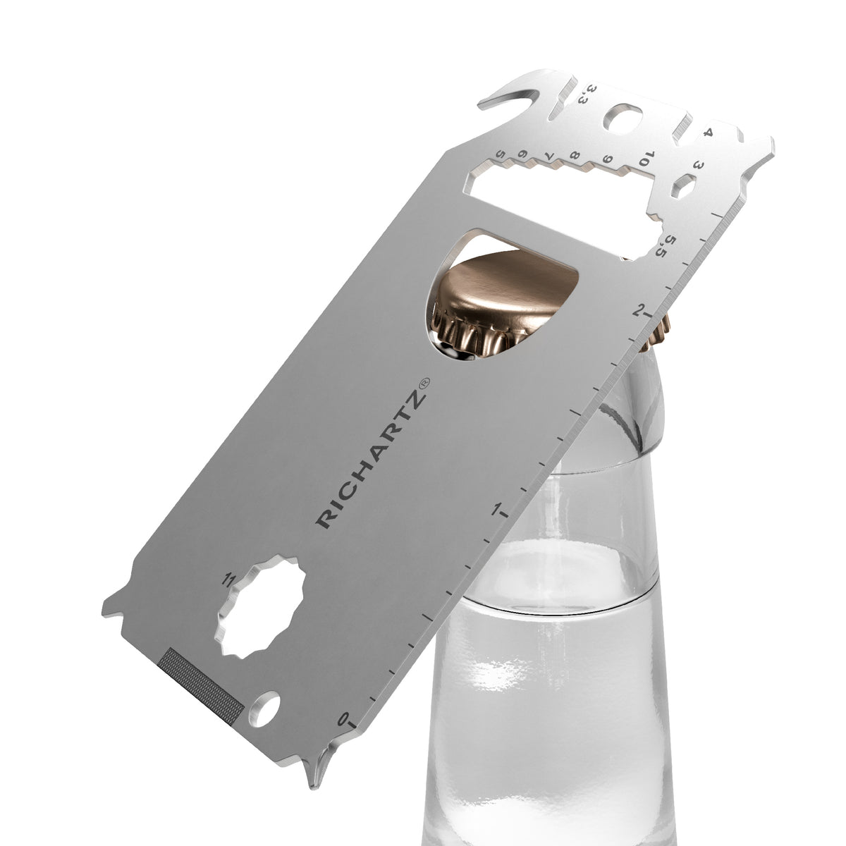 RICHARTZ POCKET CARD L23+ Multitool Karte aus Edelstahl – Flaschenöffner
