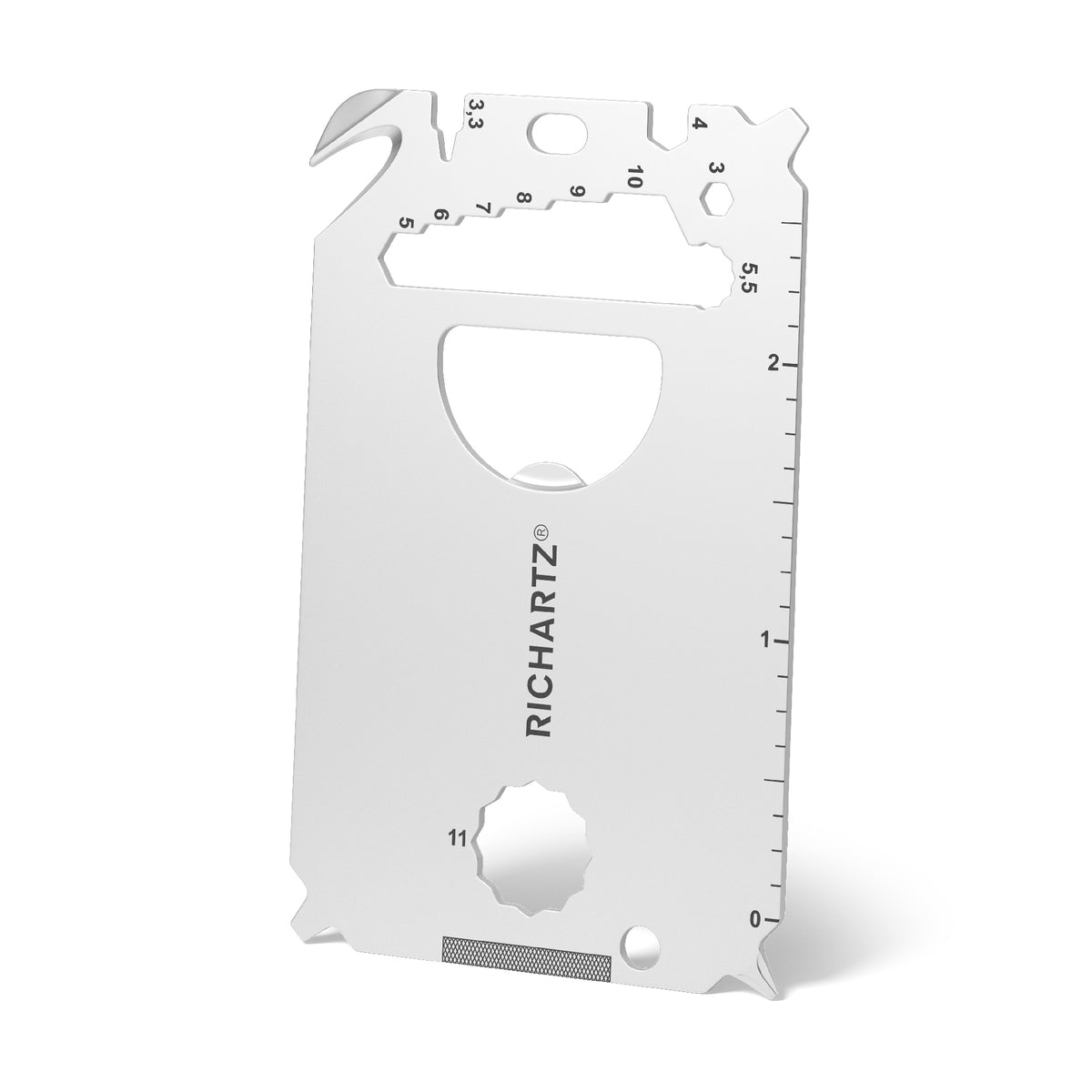 RICHARTZ POCKET CARD L23+ Multitool Karte aus Edelstahl – Ansicht schräg