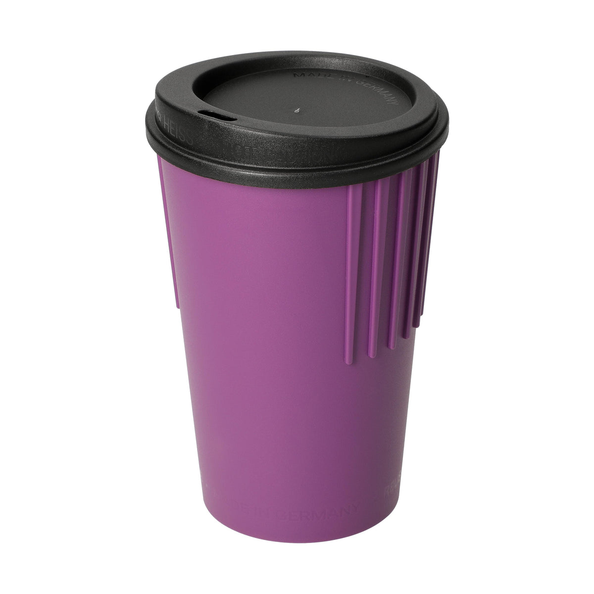 Riffel-Kaffeebecher „ToGo“, 300 ml – Brombeere / Schwarz