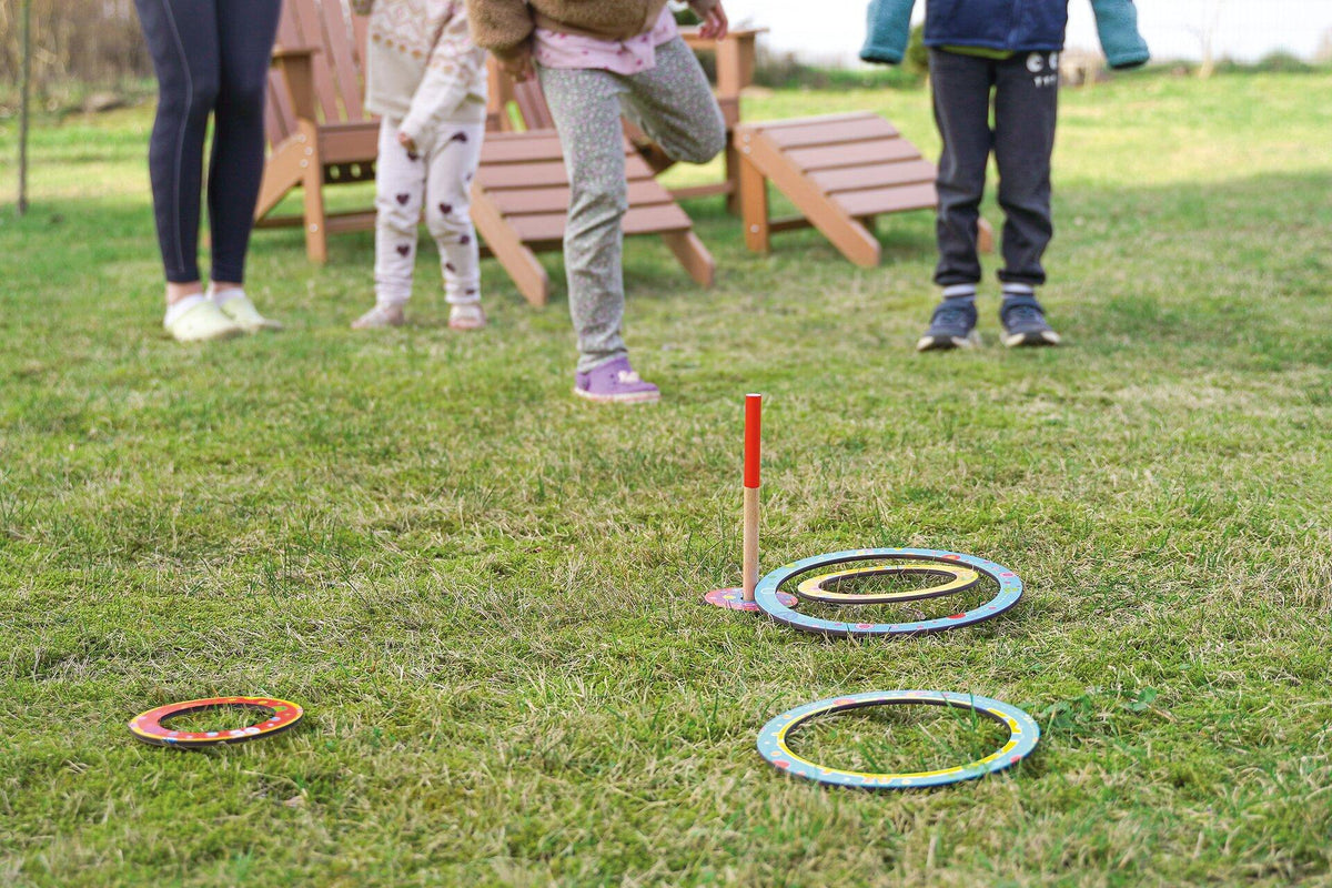 Ringwurfspiel Kunterbunt mit Zielscheibe aus Holz – weitere Ansicht