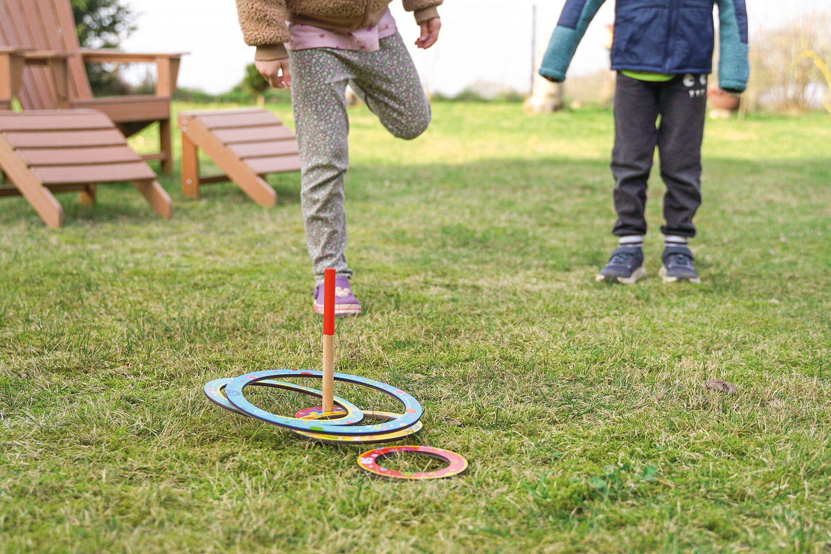 Ringwurfspiel Kunterbunt mit Zielscheibe aus Holz – weitere Ansicht