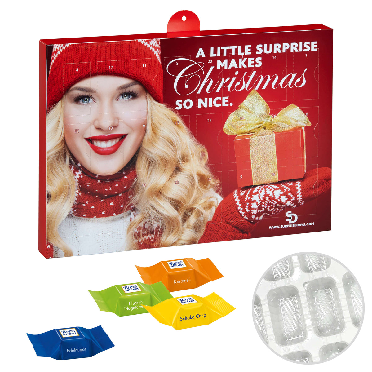Ritter Sport Adventskalender mit Folientiefziehteil und eigenem Motiv