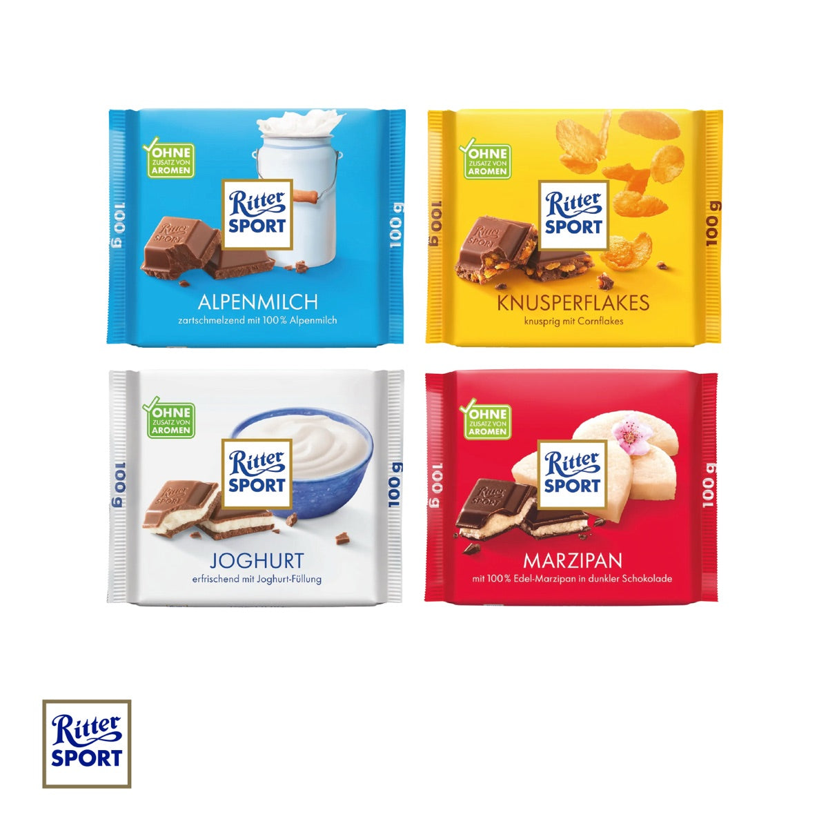 Banderole geöffnet mit Blick auf die Ritter SPORT Tafel