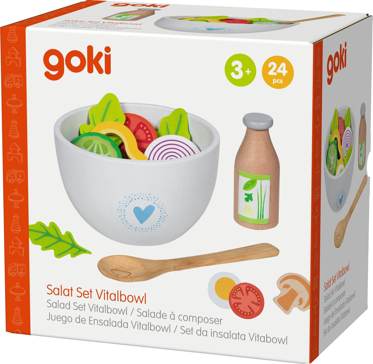 Rollenspiel Salat Set Vitalbowl aus Holz und Filz, 24 Teile – sechste Ansicht