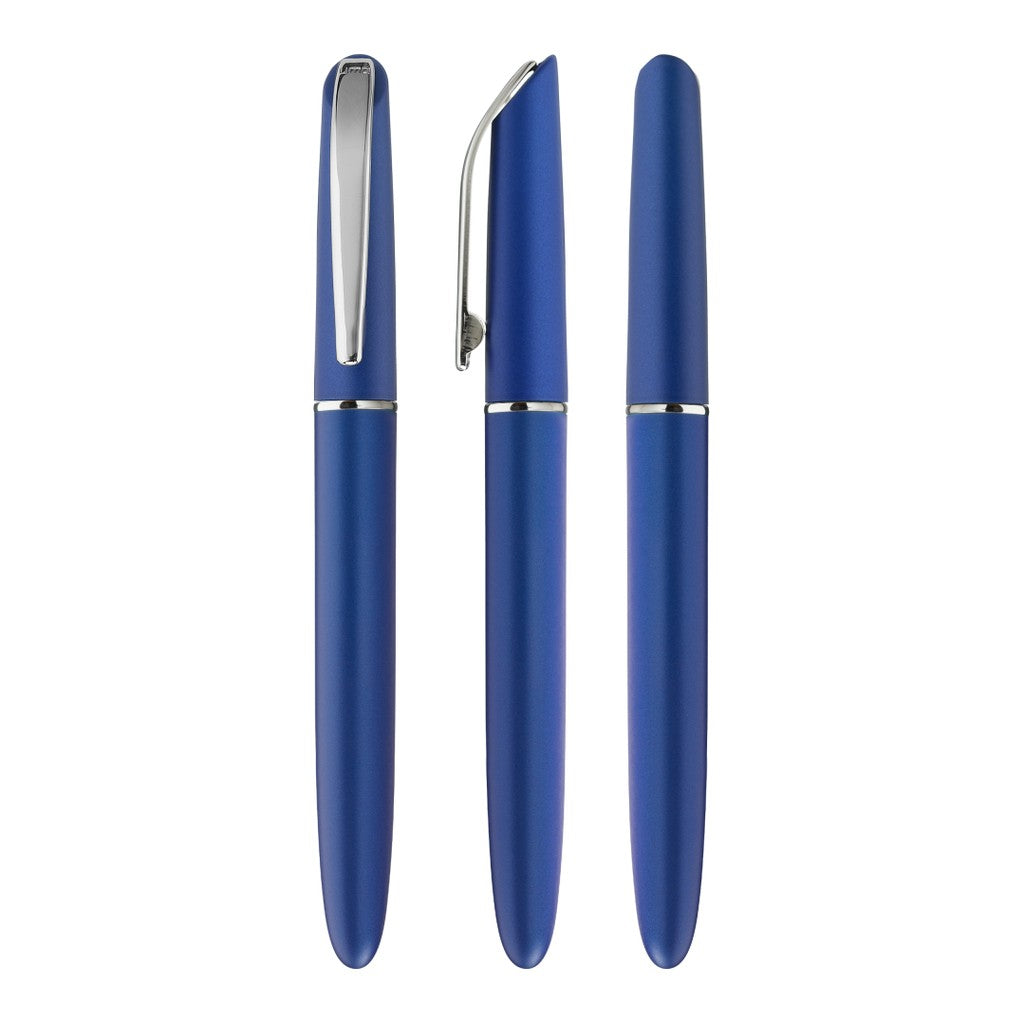 Rollerball metallic mit verchromtem Clip – Blau