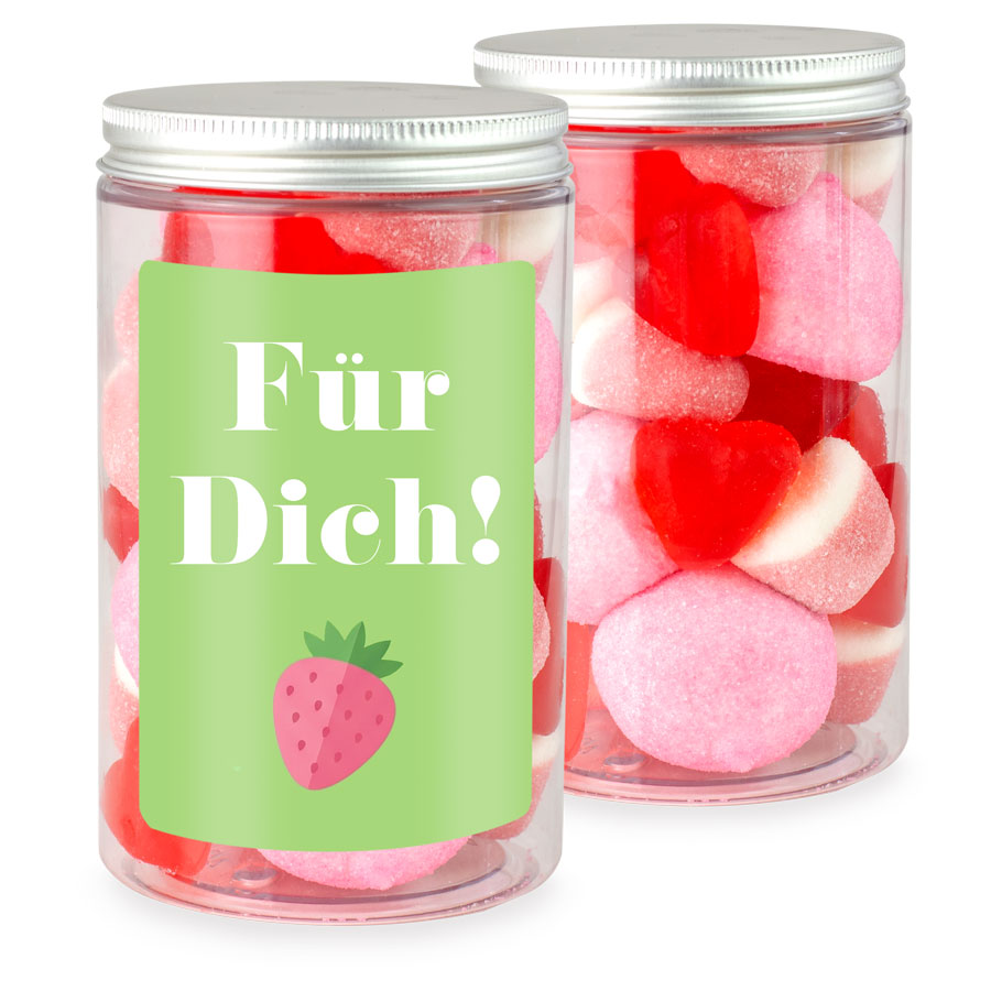 Rosa Süßigkeitenmix in der Dose 165 g mit Etikett