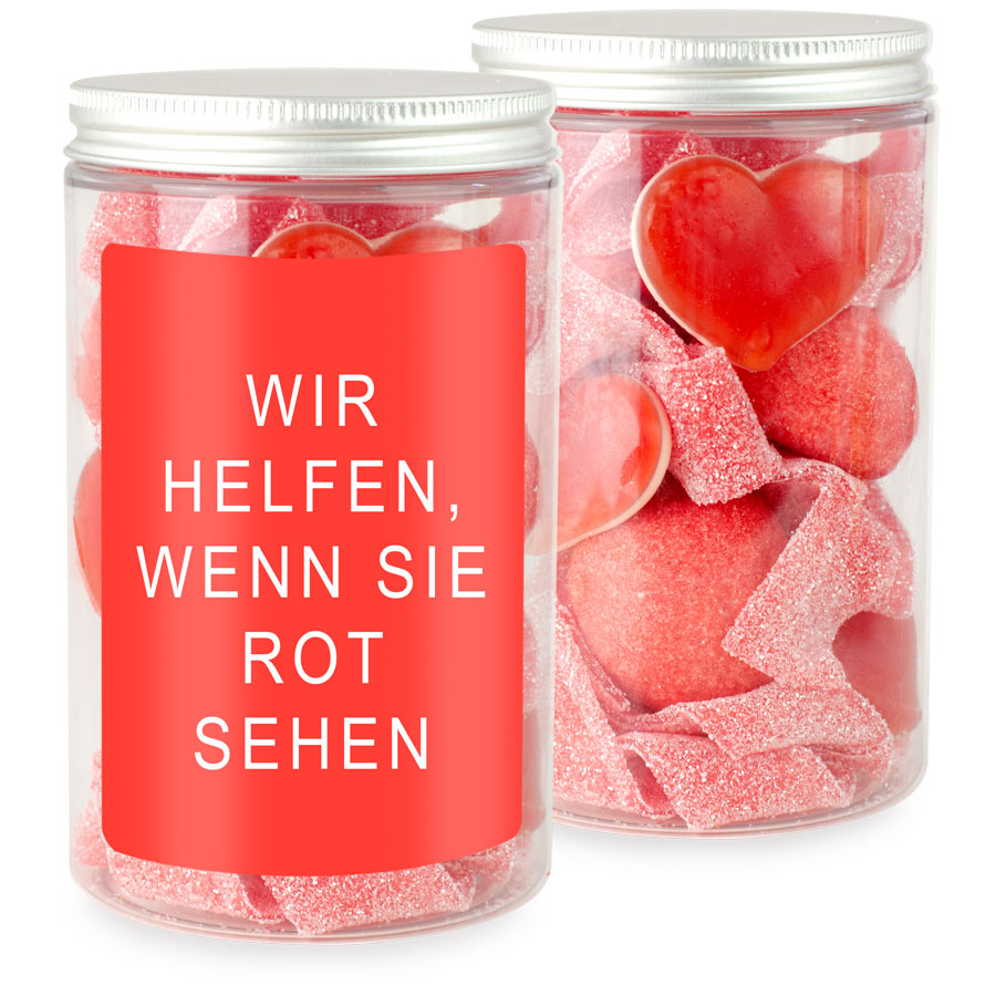 Roter Süßigkeitenmix in der Dose 165 g mit Etikett