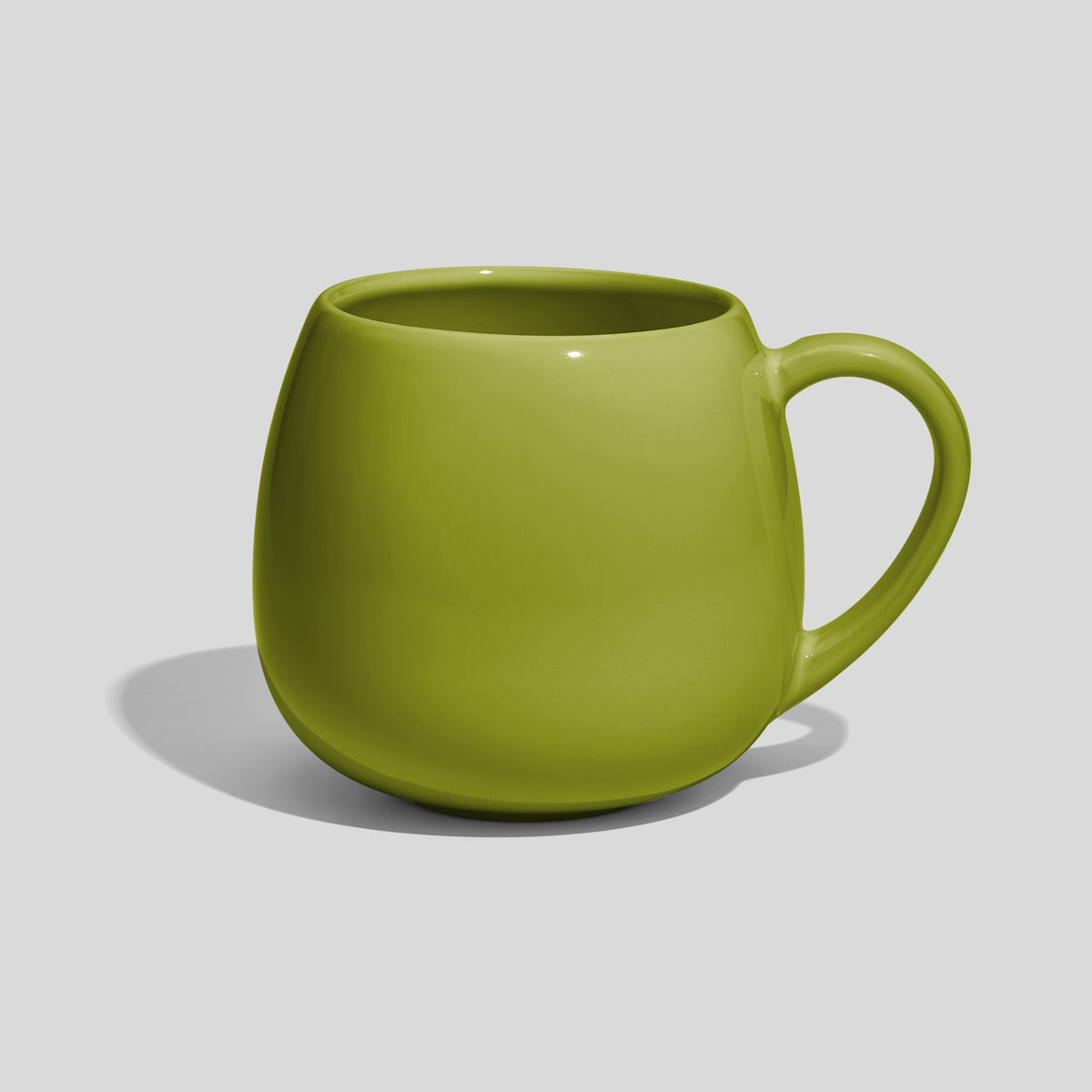 Rundbauchige Keramiktasse 420 ml mit schlankem Henkel – Limettengrün