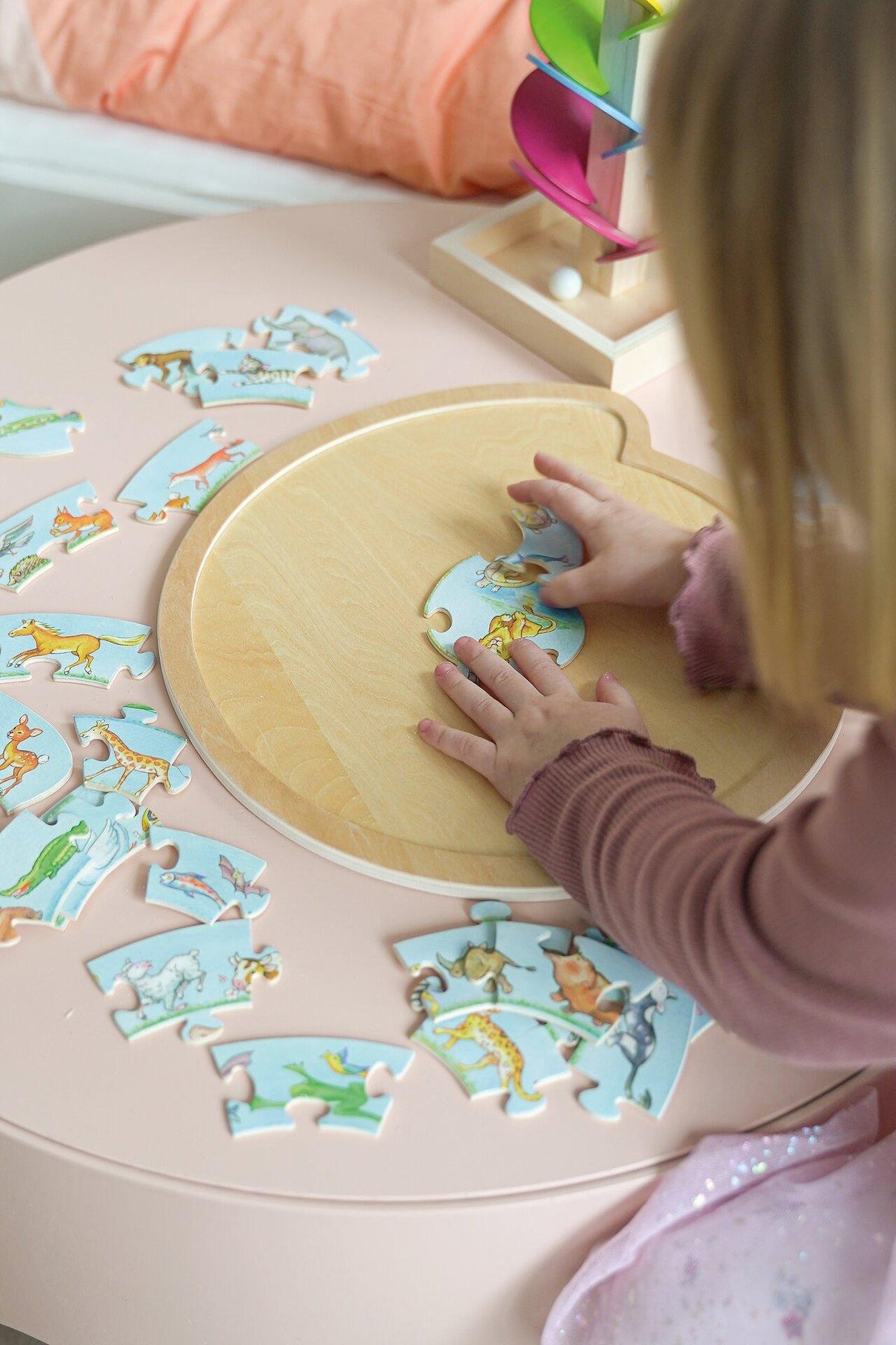 Rundes Einlegepuzzle Tierkreis – Gesamtansicht