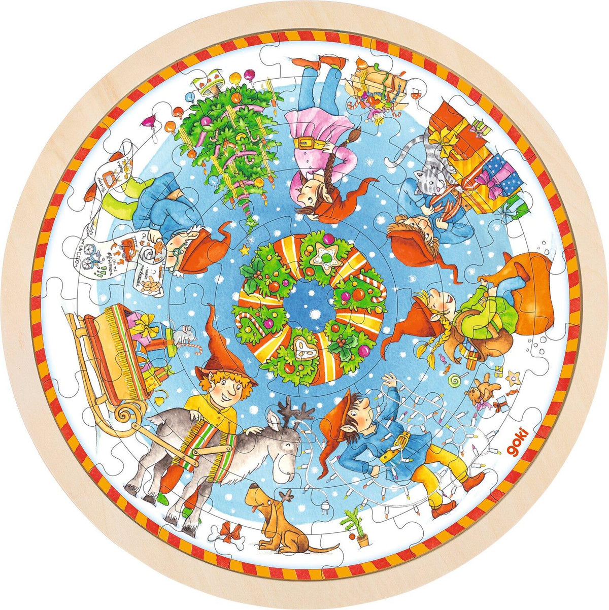 Rundes Einlegepuzzle Wichtel im Winter von goki